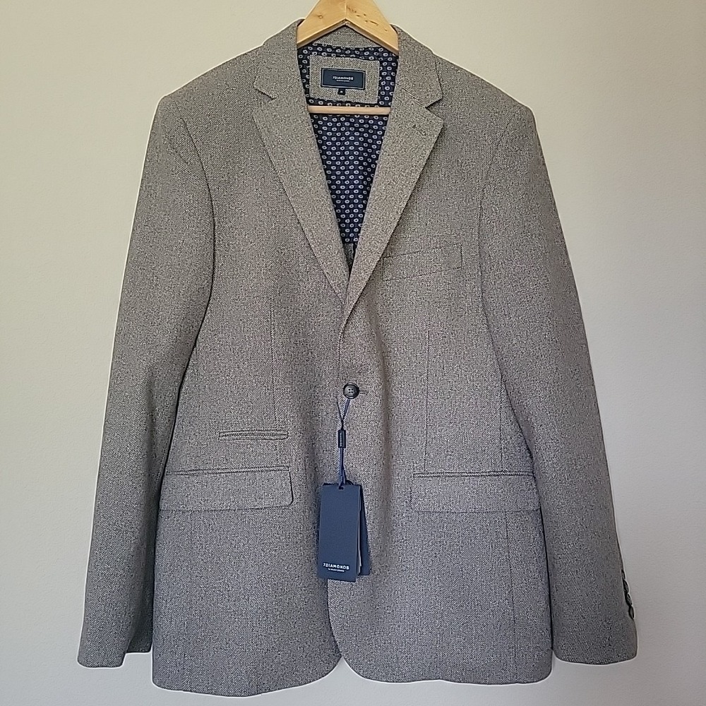 7Diamonds Mens Blazer XL Wool Blend New Two Button Azore Sport Coat Unstructured